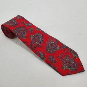 Stafford Necktie Poly Silk Blend Red Blue Paisley Designer